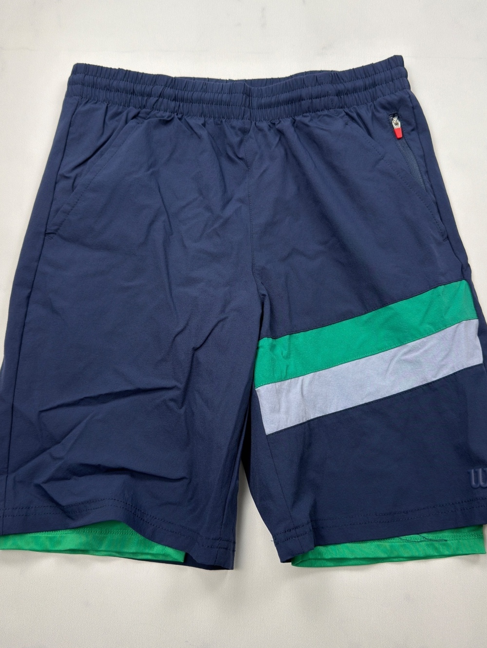 Wilson Athletic Shorts Navy Green Colorblock - Kids XL